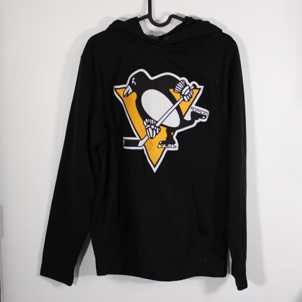 Men's Reebok NHL Pittsburg Penguins Black Hoodie Sweatshirt Pocket Small